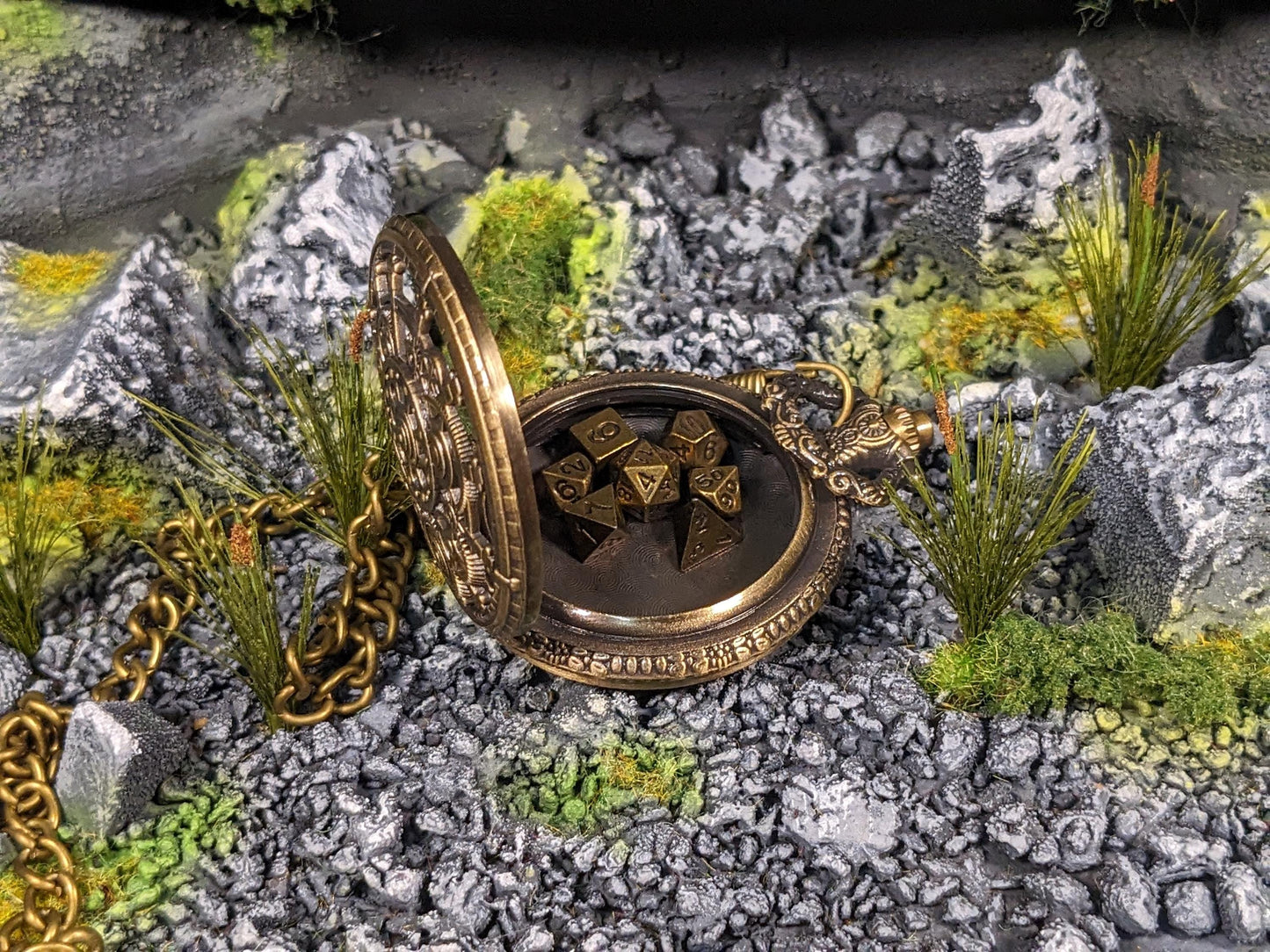 Pocket Watch Gear Mini Metal D&D Dice Set