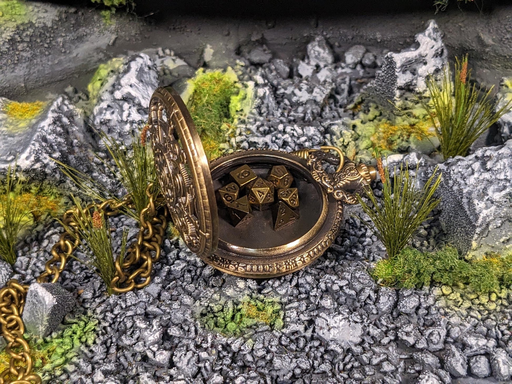Pocket Watch Gear Mini Metal D&D Dice Set