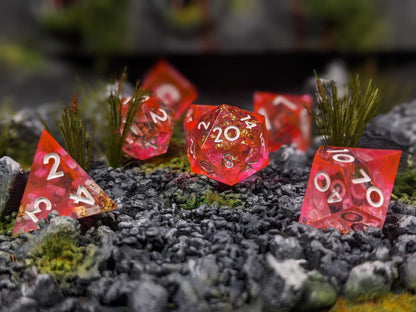 Translucent Pink Sharp Edge D&D Dice Set