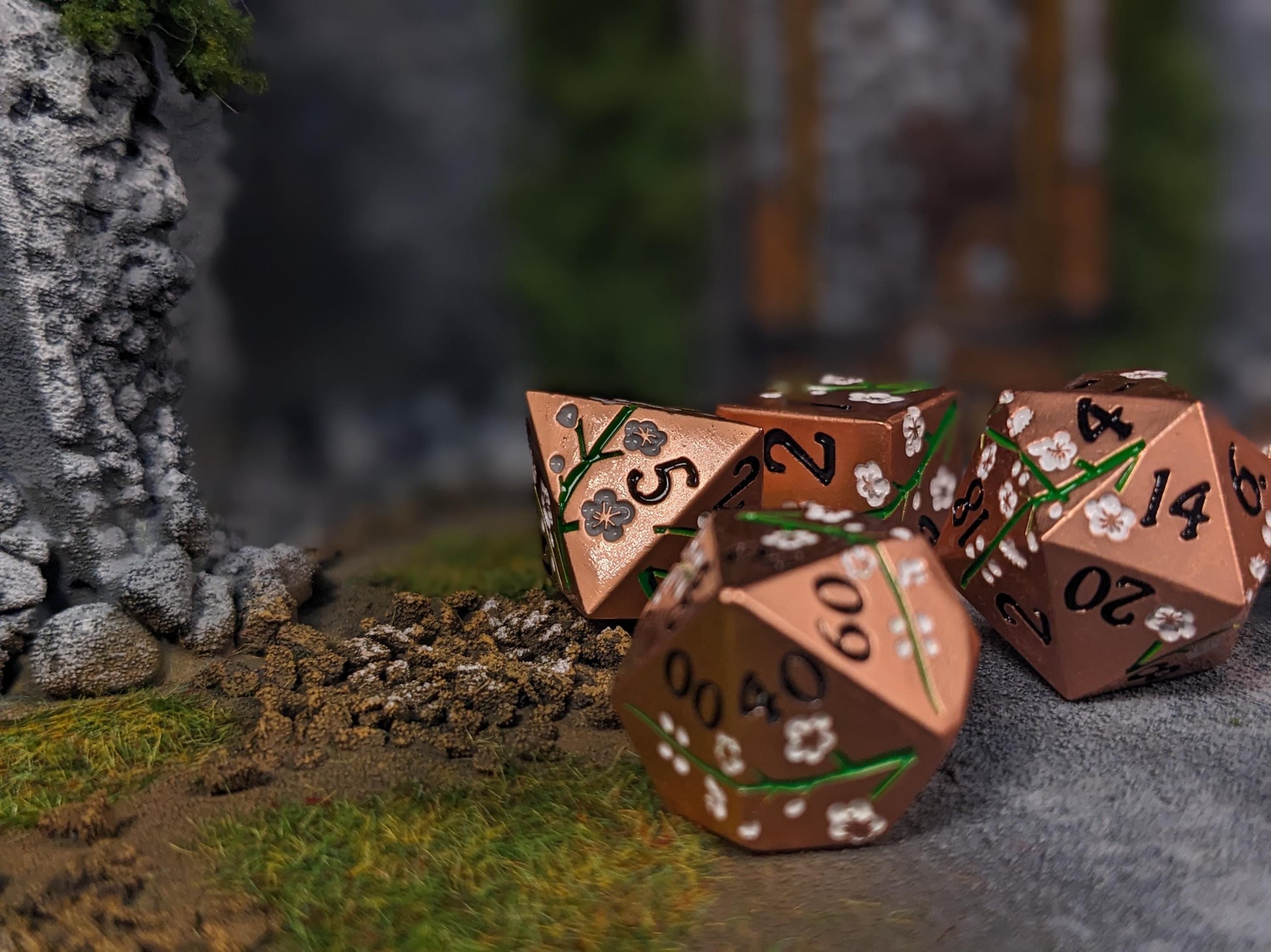 Spirit Blossom Solid Metal D&D Dice Set