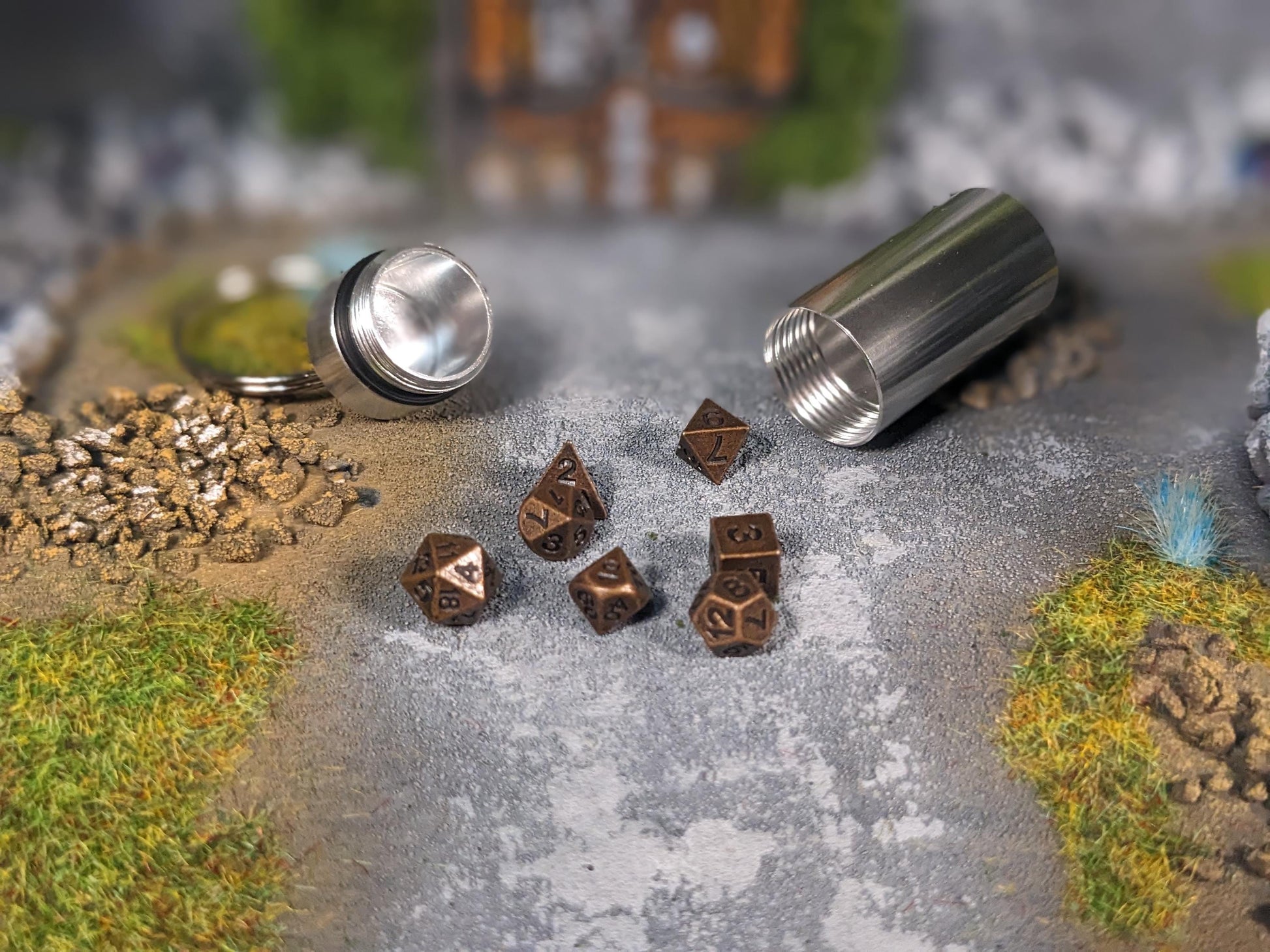 Key Chain Mini Metal D&D Dice Set