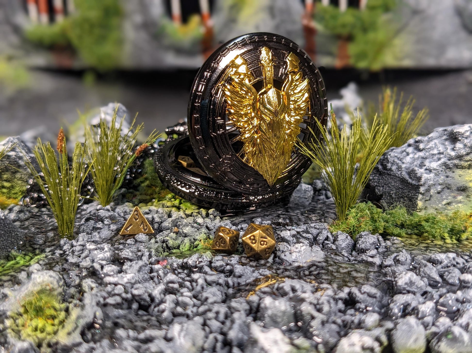 Pocket Watch Valkyrie Mini Metal D&D Dice Set