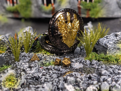 Pocket Watch Valkyrie Mini Metal D&D Dice Set