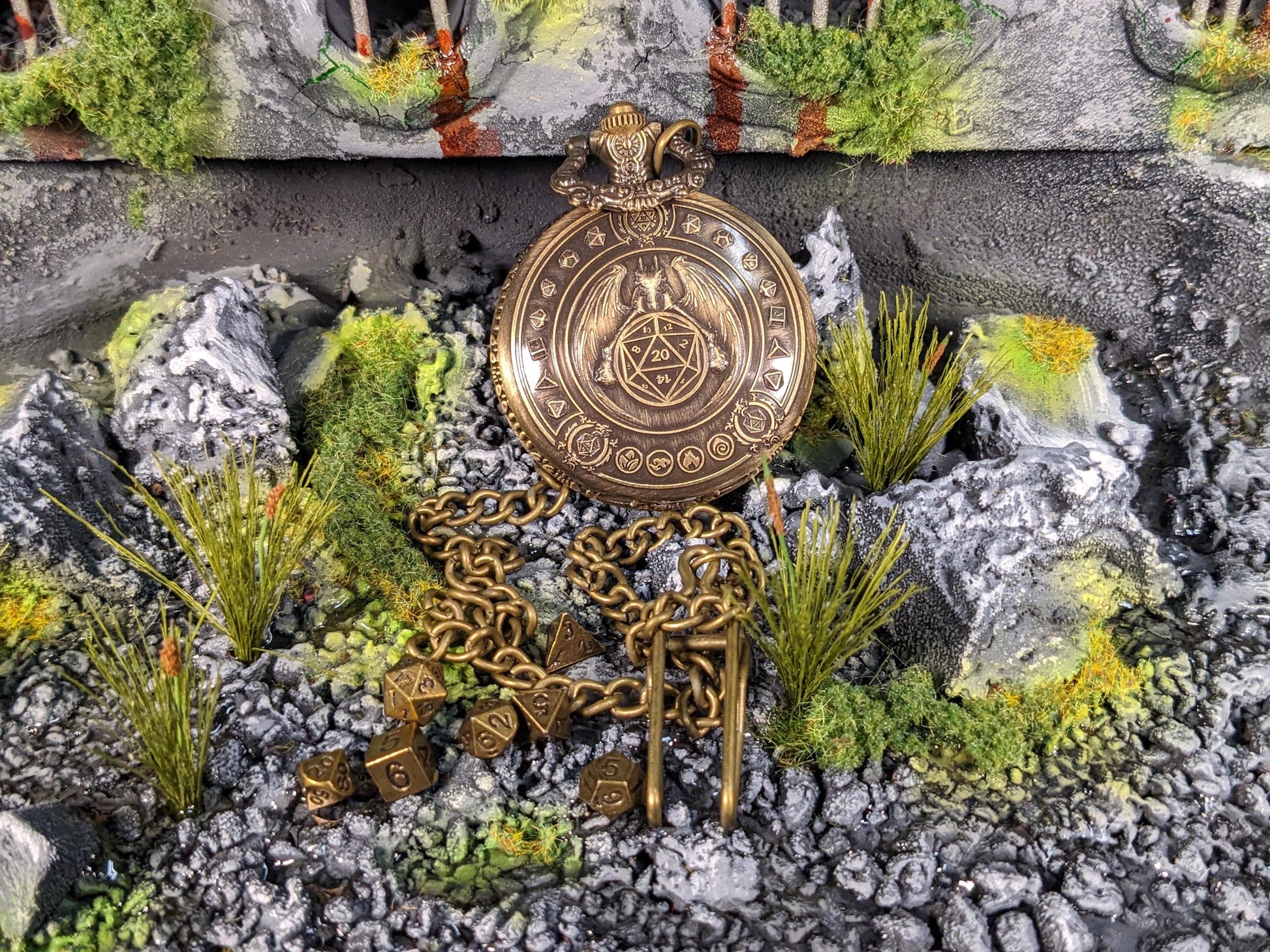 Pocket Watch D20 Mini Metal D&D Dice Set