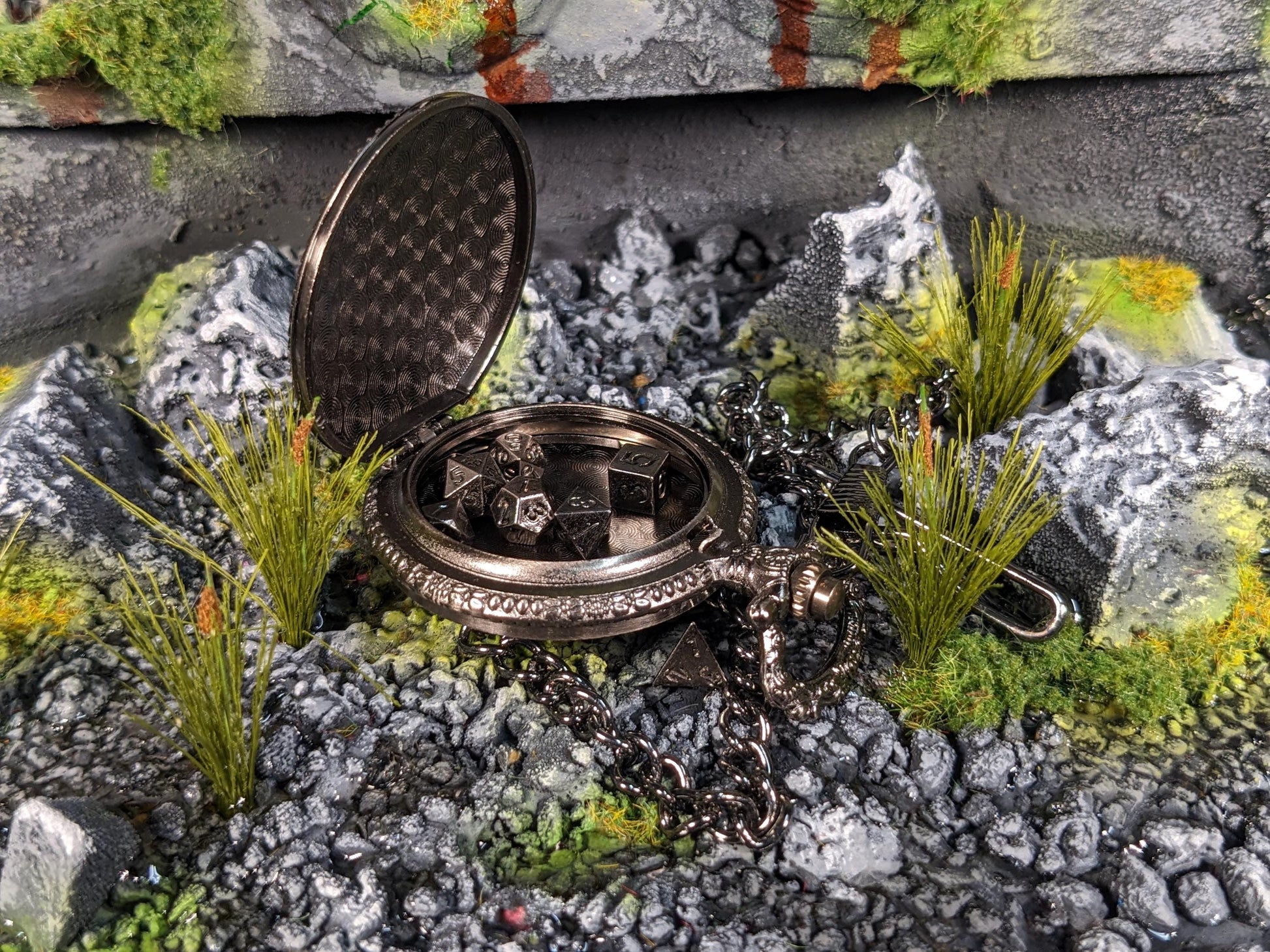 Pocket Watch D20 Mini Metal D&D Dice Set