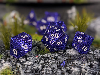 Indigo Hollow Maze Metal D&D Dice Set