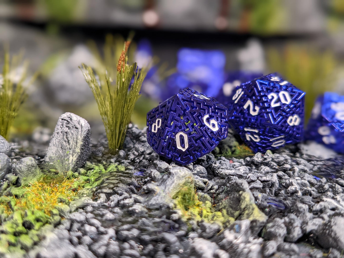 Indigo Hollow Maze Metal D&D Dice Set