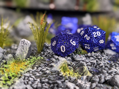 Indigo Hollow Maze Metal D&D Dice Set