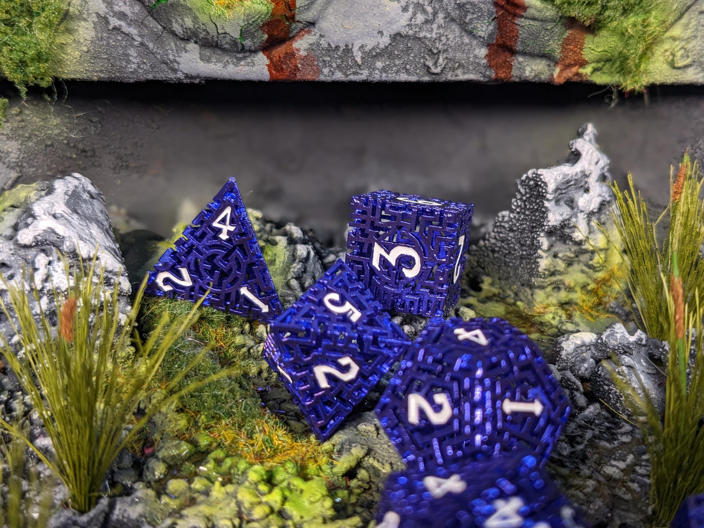 Indigo Hollow Maze Metal D&D Dice Set