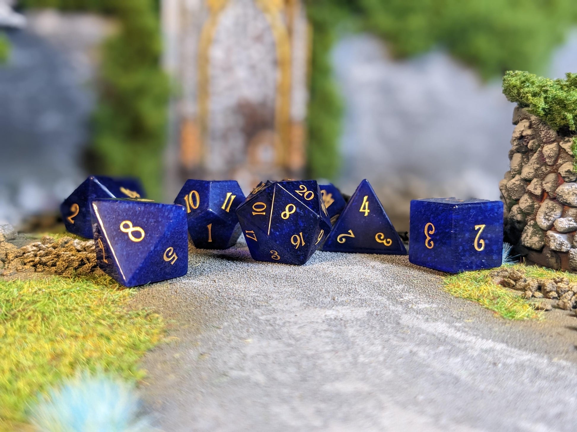 Navy Blue Gemstone D&D Dice Set