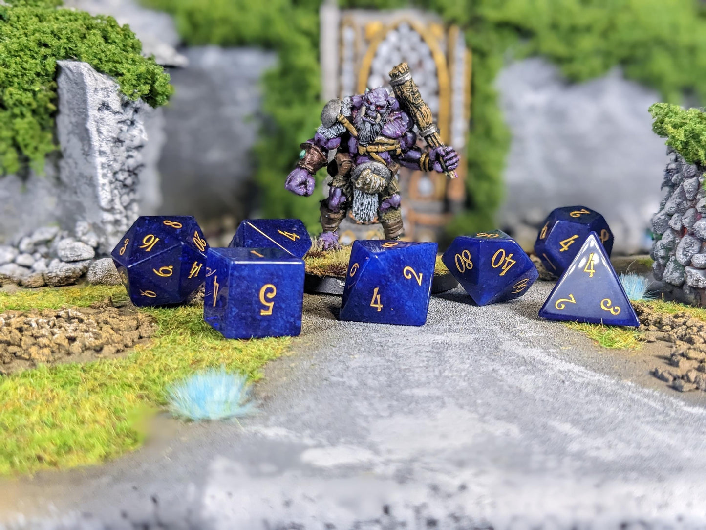 Navy Blue Gemstone D&D Dice Set