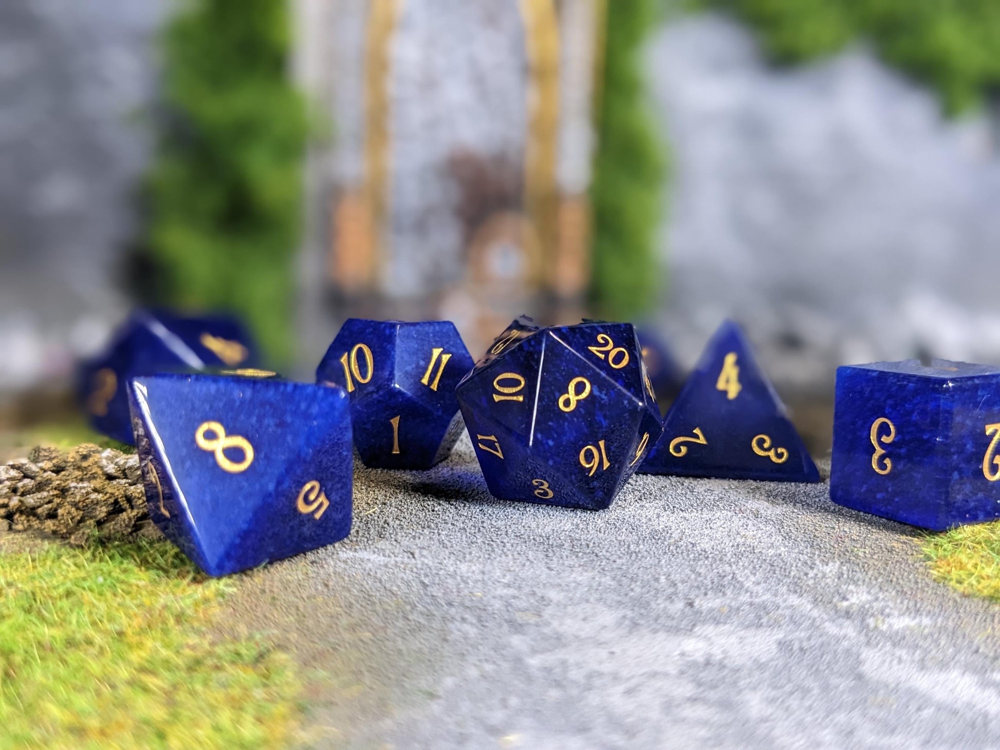 Navy Blue Gemstone D&D Dice Set