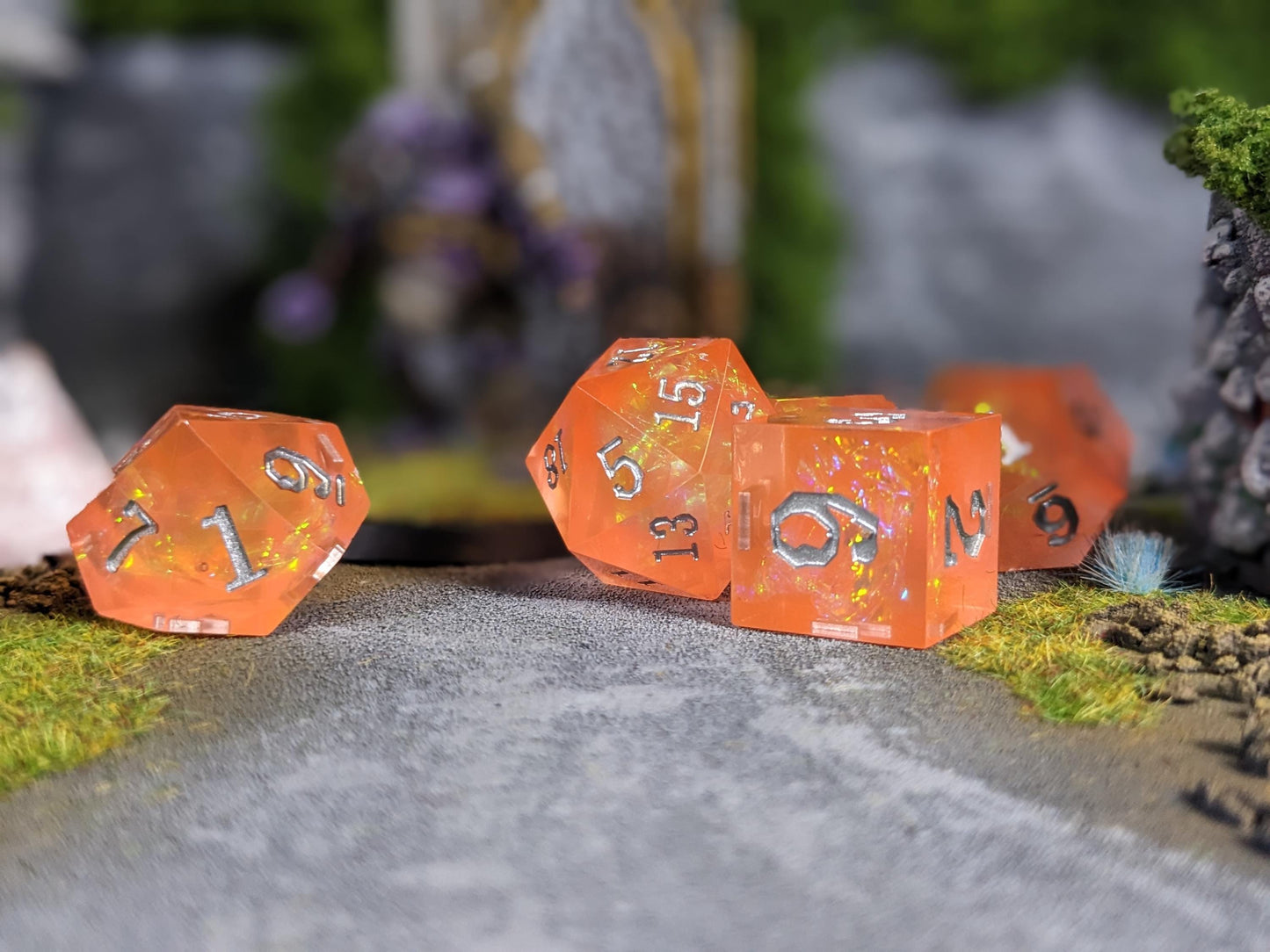 Translucent Peach Sharp Edge D&D Dice Set
