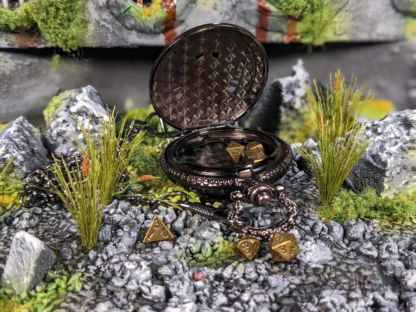 Pocket Watch Valkyrie Mini Metal D&D Dice Set