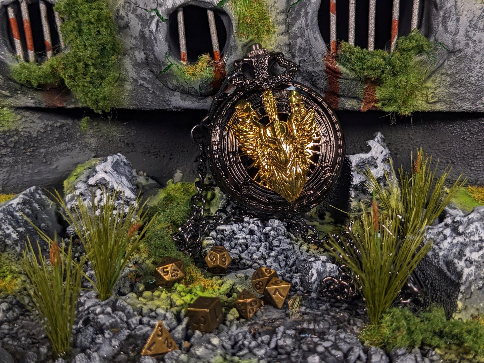 Pocket Watch Valkyrie Mini Metal D&D Dice Set