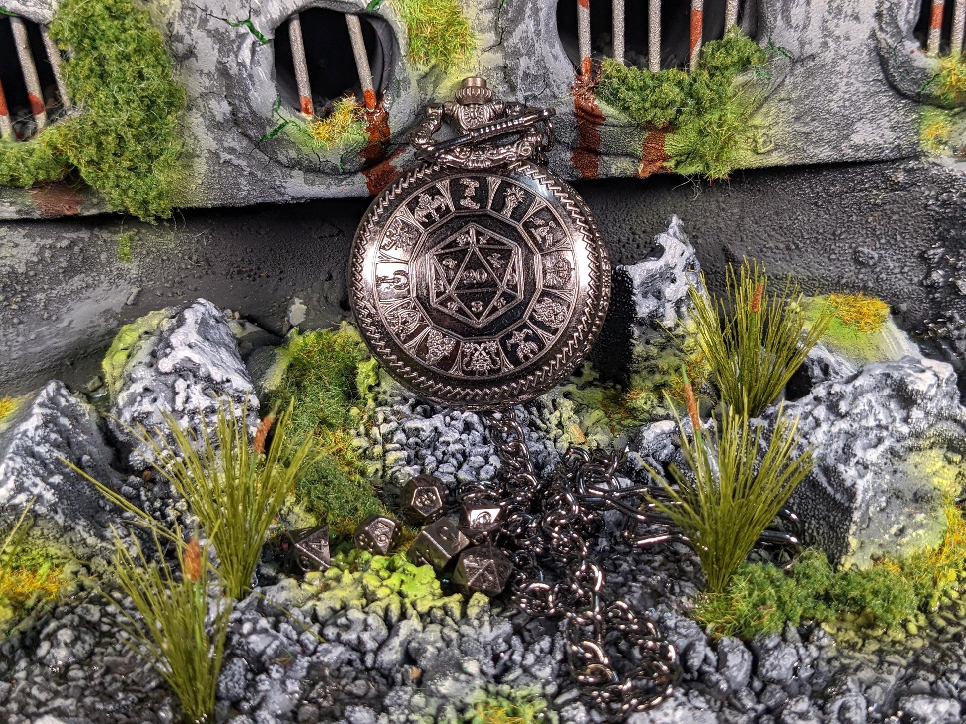 Pocket Watch D20 Mini Metal D&D Dice Set