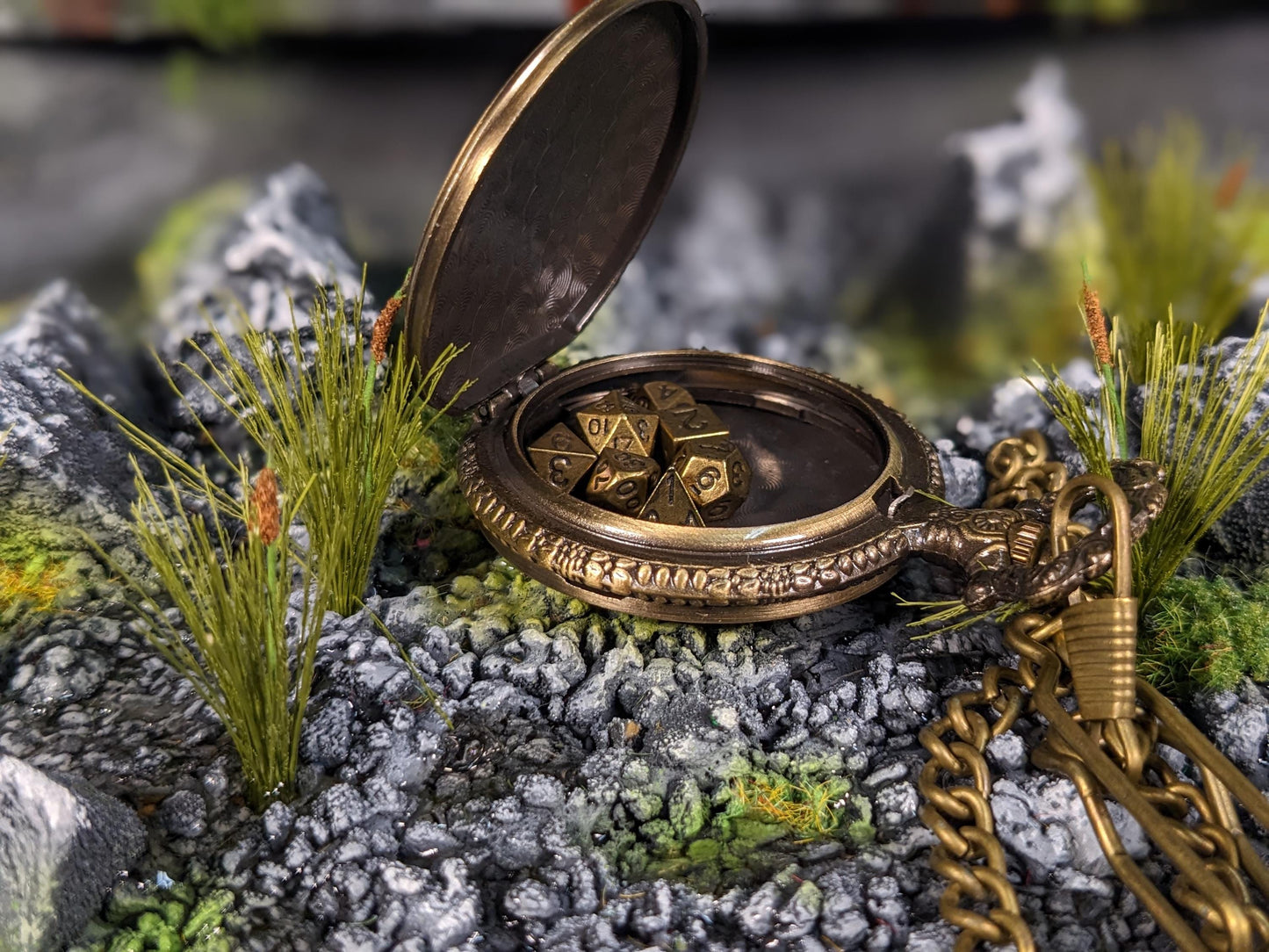 Pocket Watch D20 Mini Metal D&D Dice Set