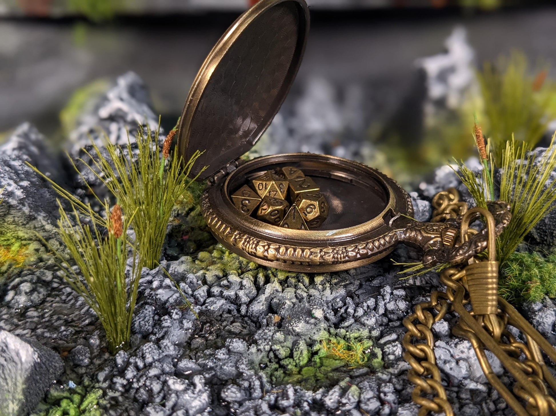 Pocket Watch D20 Mini Metal D&D Dice Set