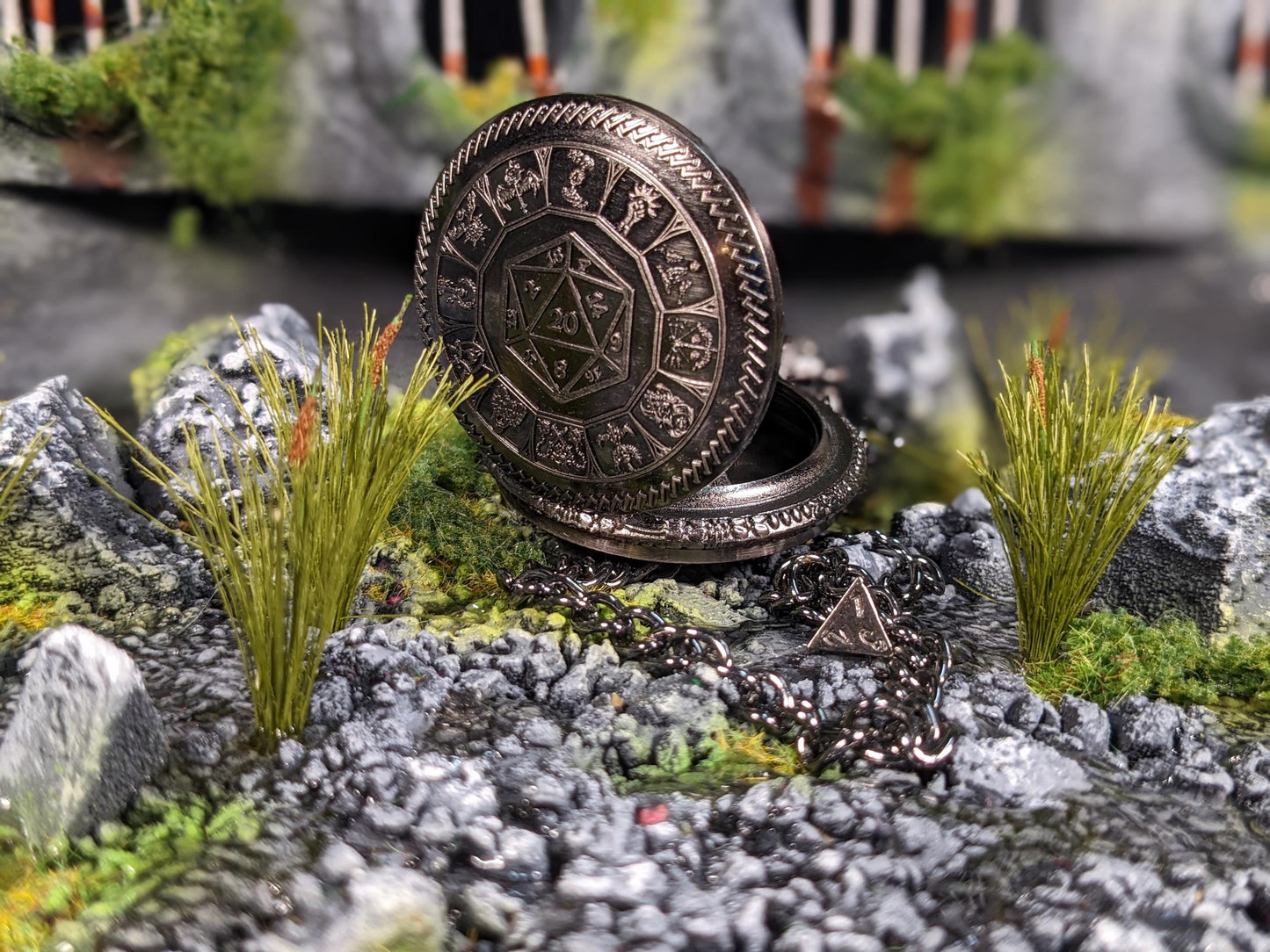 Pocket Watch D20 Mini Metal D&D Dice Set