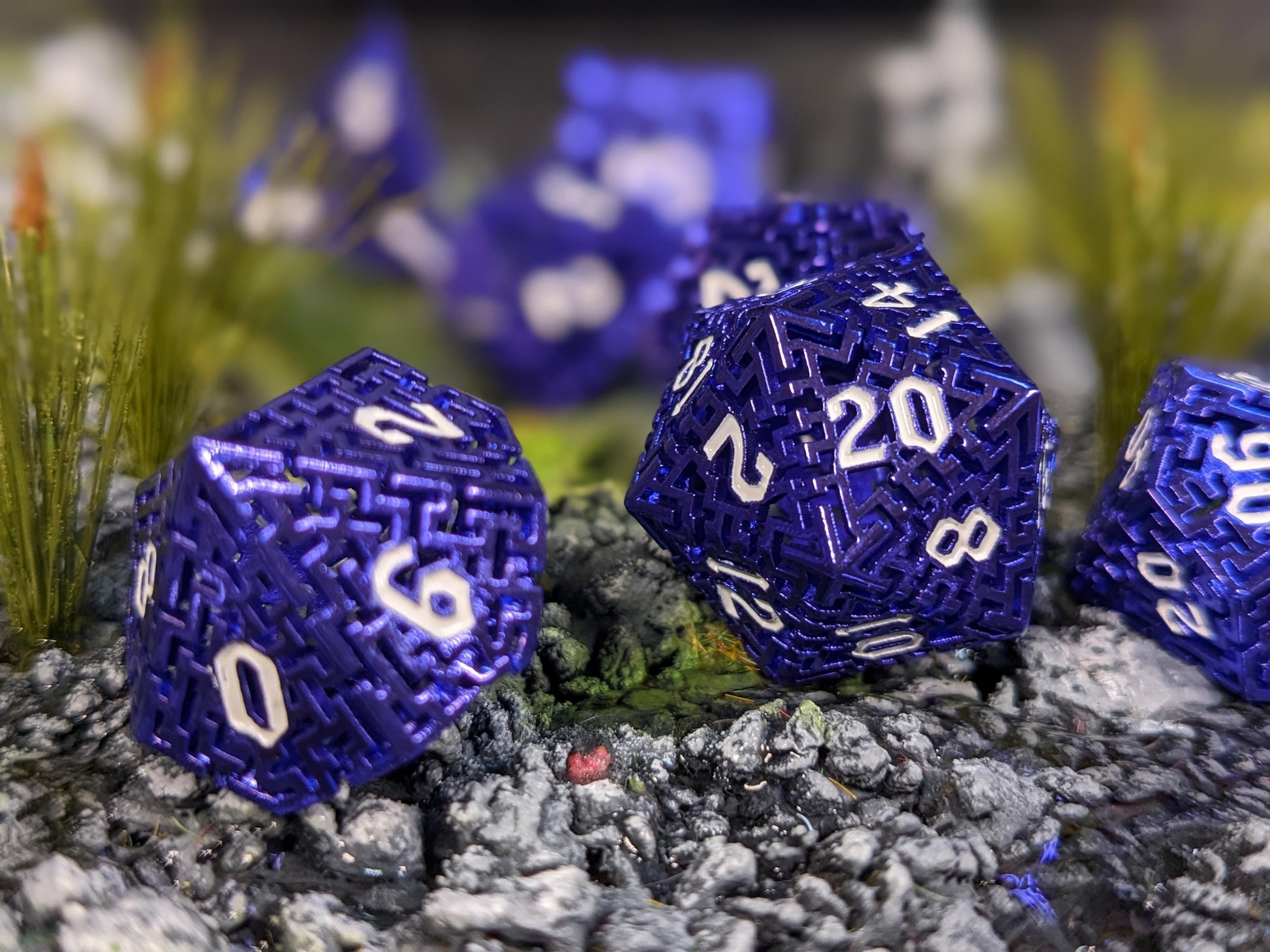 Indigo Hollow Maze Metal D&D Dice Set