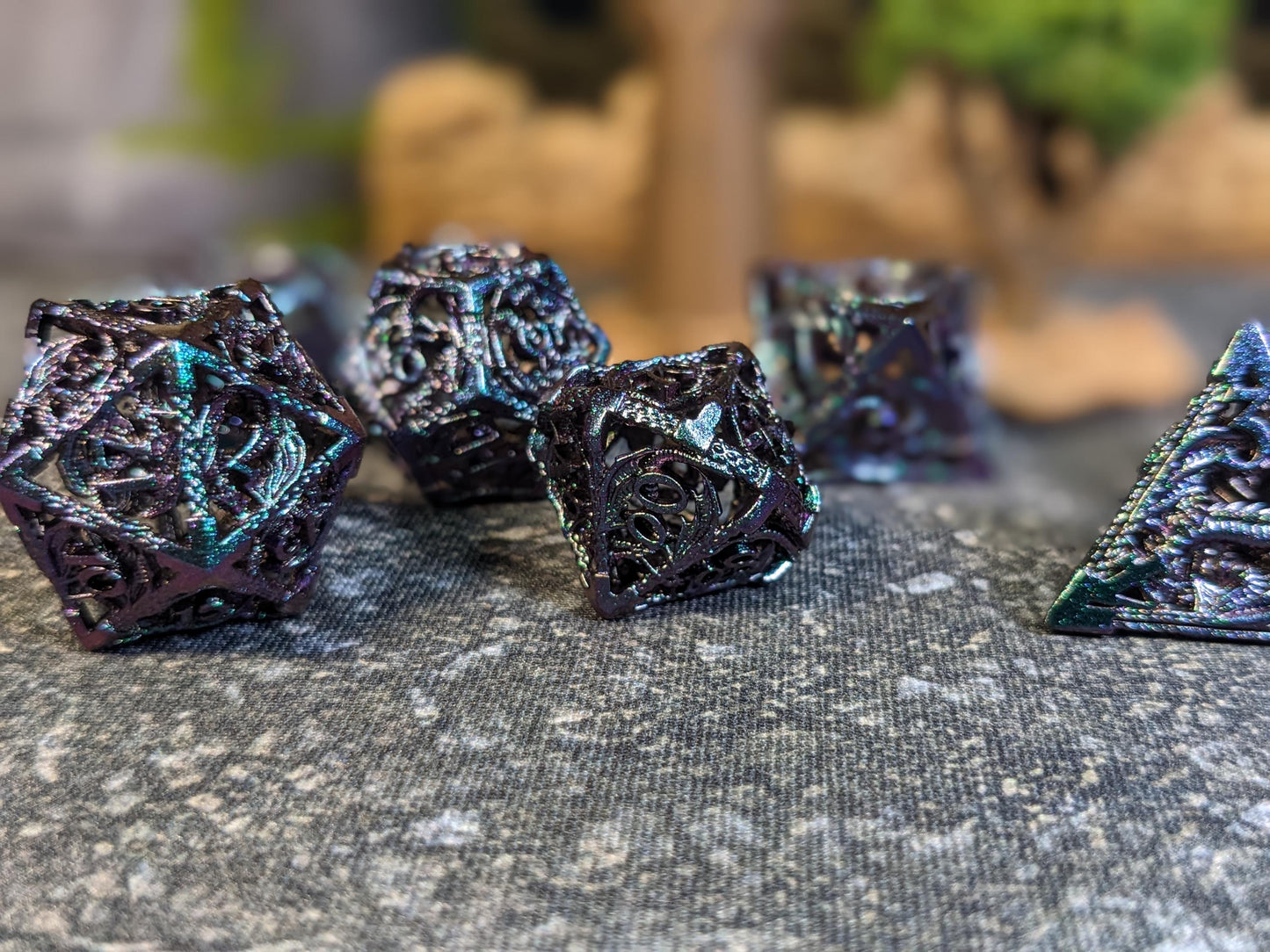 Polarized Hollow Dragon Metal D&D Dice Set