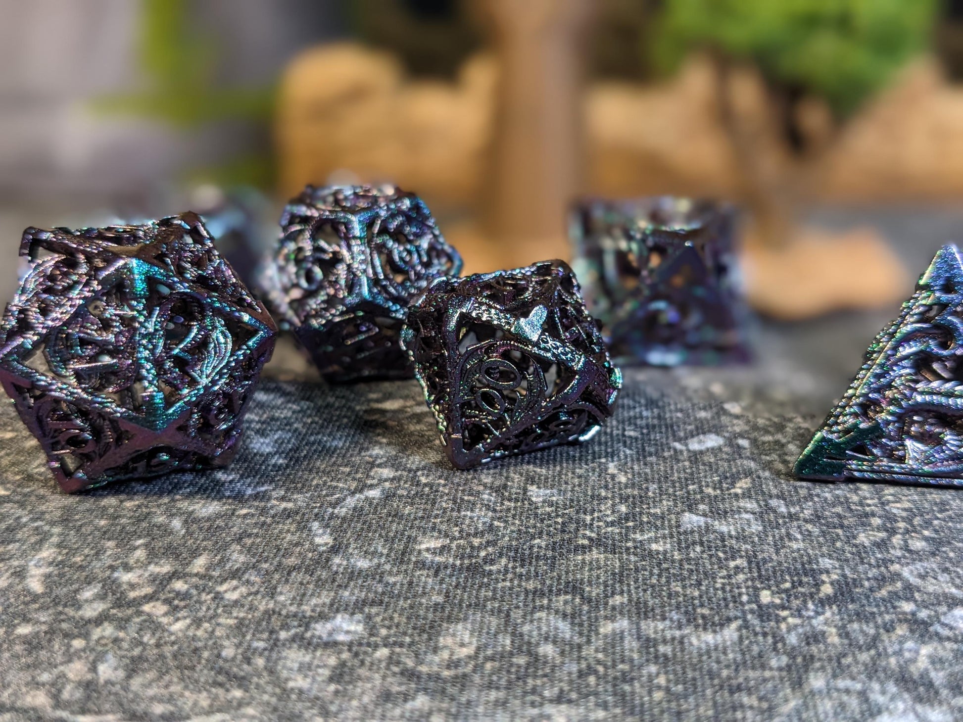 Polarized Hollow Dragon Metal D&D Dice Set