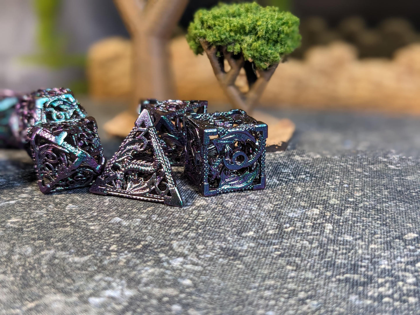 Polarized Hollow Dragon Metal D&D Dice Set