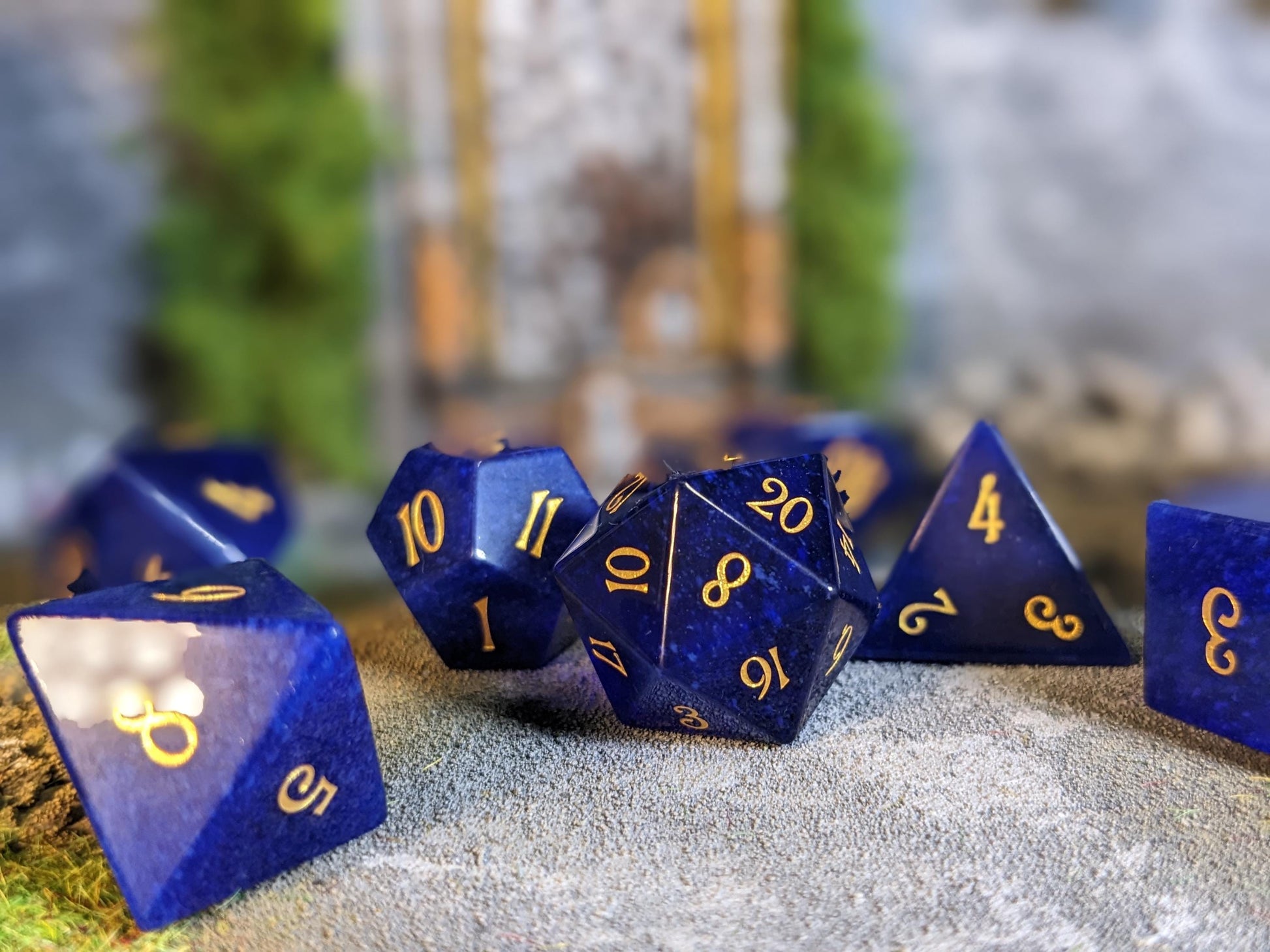 Navy Blue Gemstone D&D Dice Set
