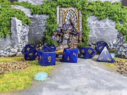Navy Blue Gemstone D&D Dice Set