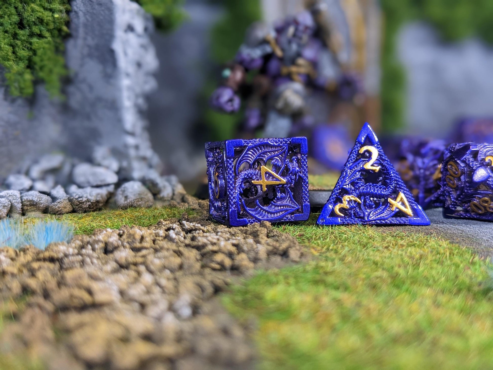 Purple Hollow Dragon Metal D&D Dice Set