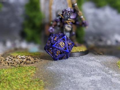 Purple Hollow Dragon Metal D&D Dice Set