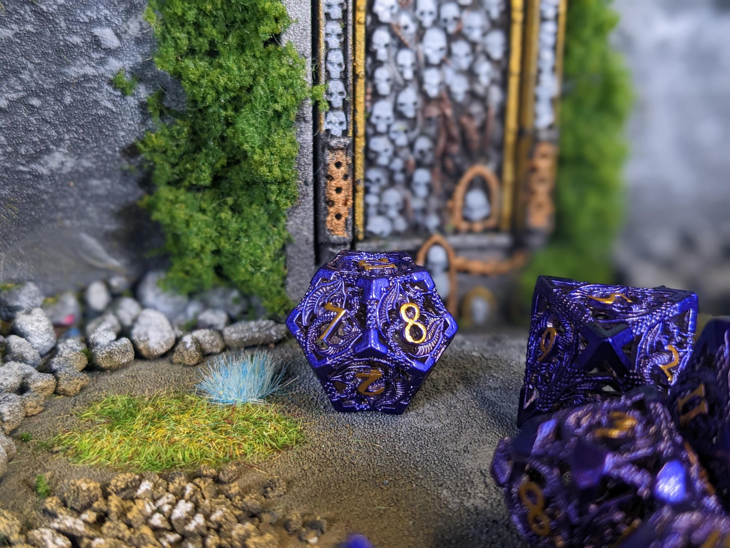 Purple Hollow Dragon Metal D&D Dice Set