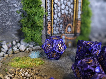 Purple Hollow Dragon Metal D&D Dice Set