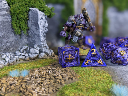 Purple Hollow Dragon Metal D&D Dice Set
