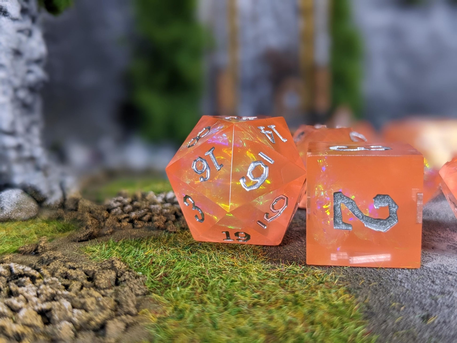 Translucent Peach Sharp Edge D&D Dice Set