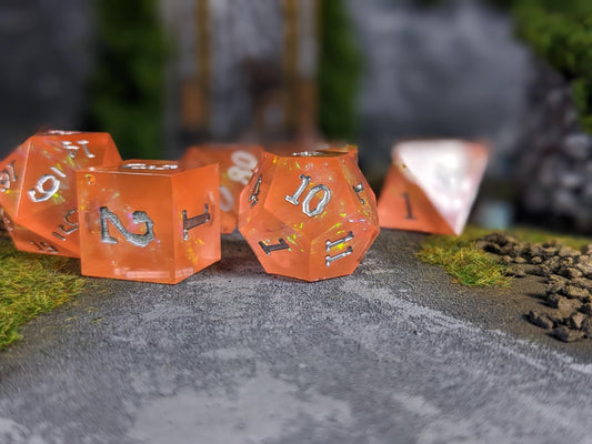 Translucent Peach Sharp Edge D&D Dice Set