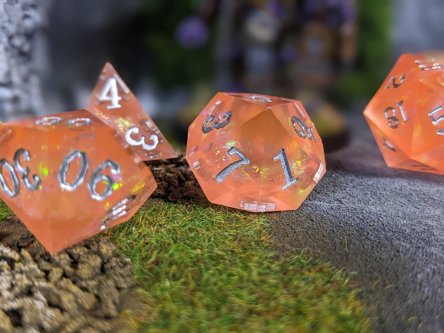 Translucent Peach Sharp Edge D&D Dice Set