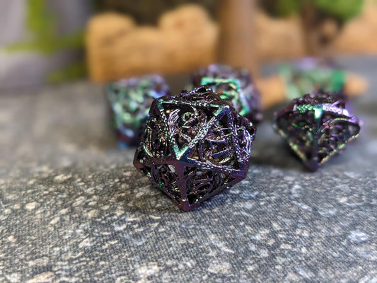 Polarized Hollow Dragon Metal D&D Dice Set