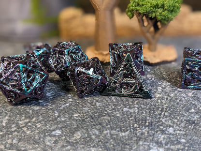 Polarized Hollow Dragon Metal D&D Dice Set