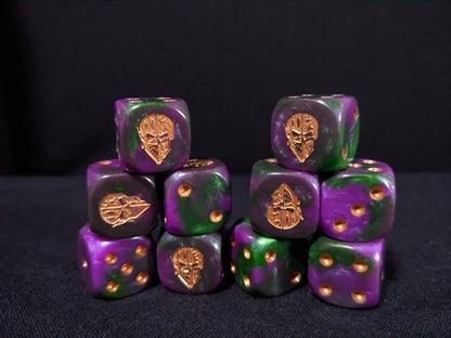 Dark Jester Mask Dice 16mm Inspired by Sci-Fi 10x