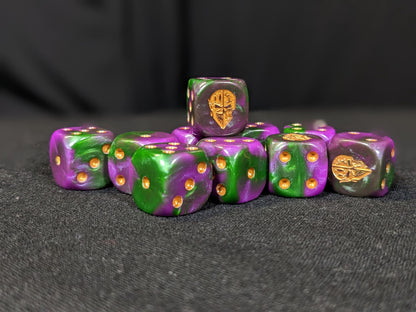 Dark Jester Mask Dice 16mm Inspired by Sci-Fi 10x