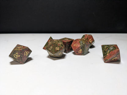Stone D&D Dice Set - Green/Orange