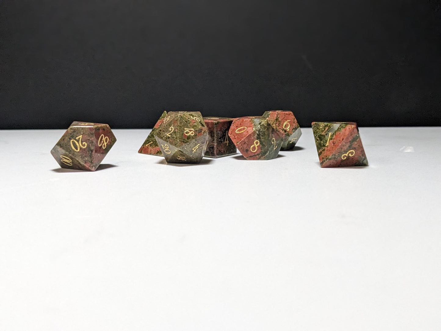 Stone D&D Dice Set - Green/Orange