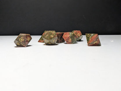 Stone D&D Dice Set - Green/Orange
