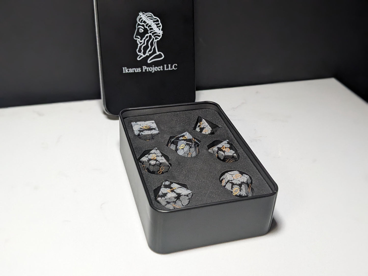 Stone D&D Dice Set - Grey/Black