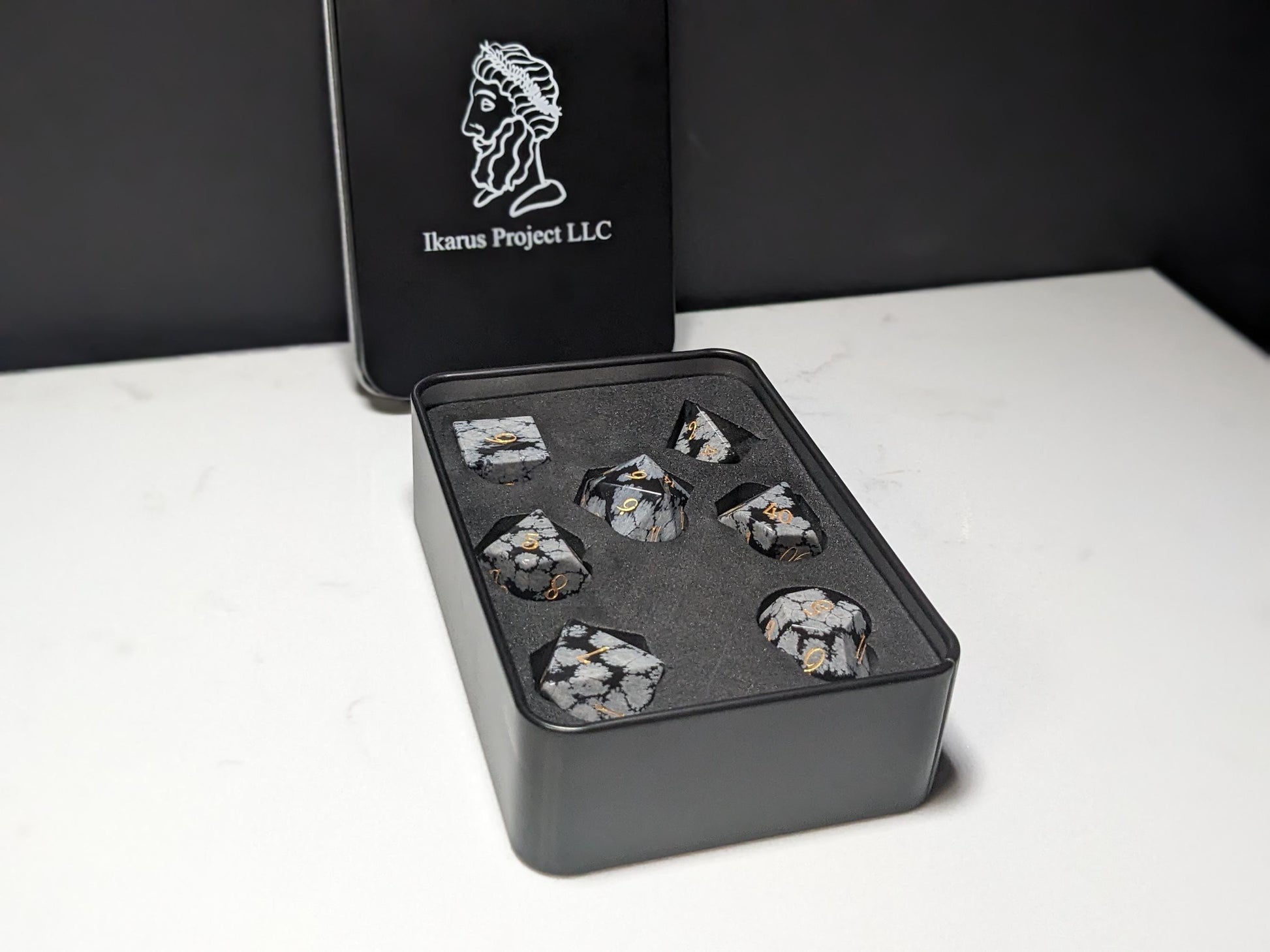 Stone D&D Dice Set - Grey/Black