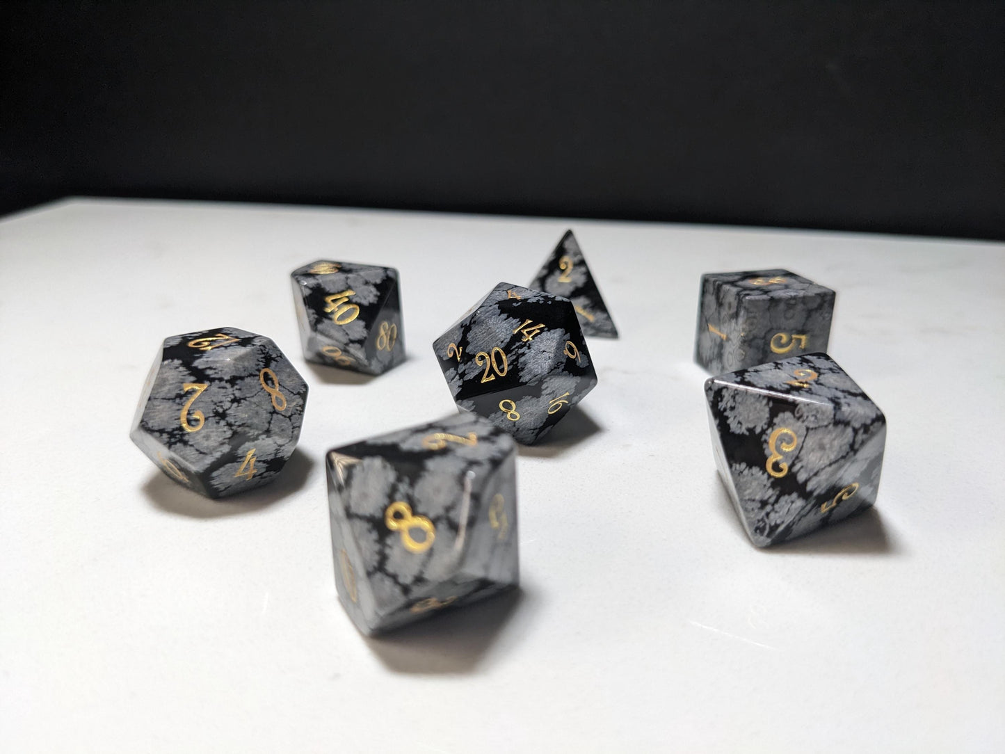 Stone D&D Dice Set - Grey/Black