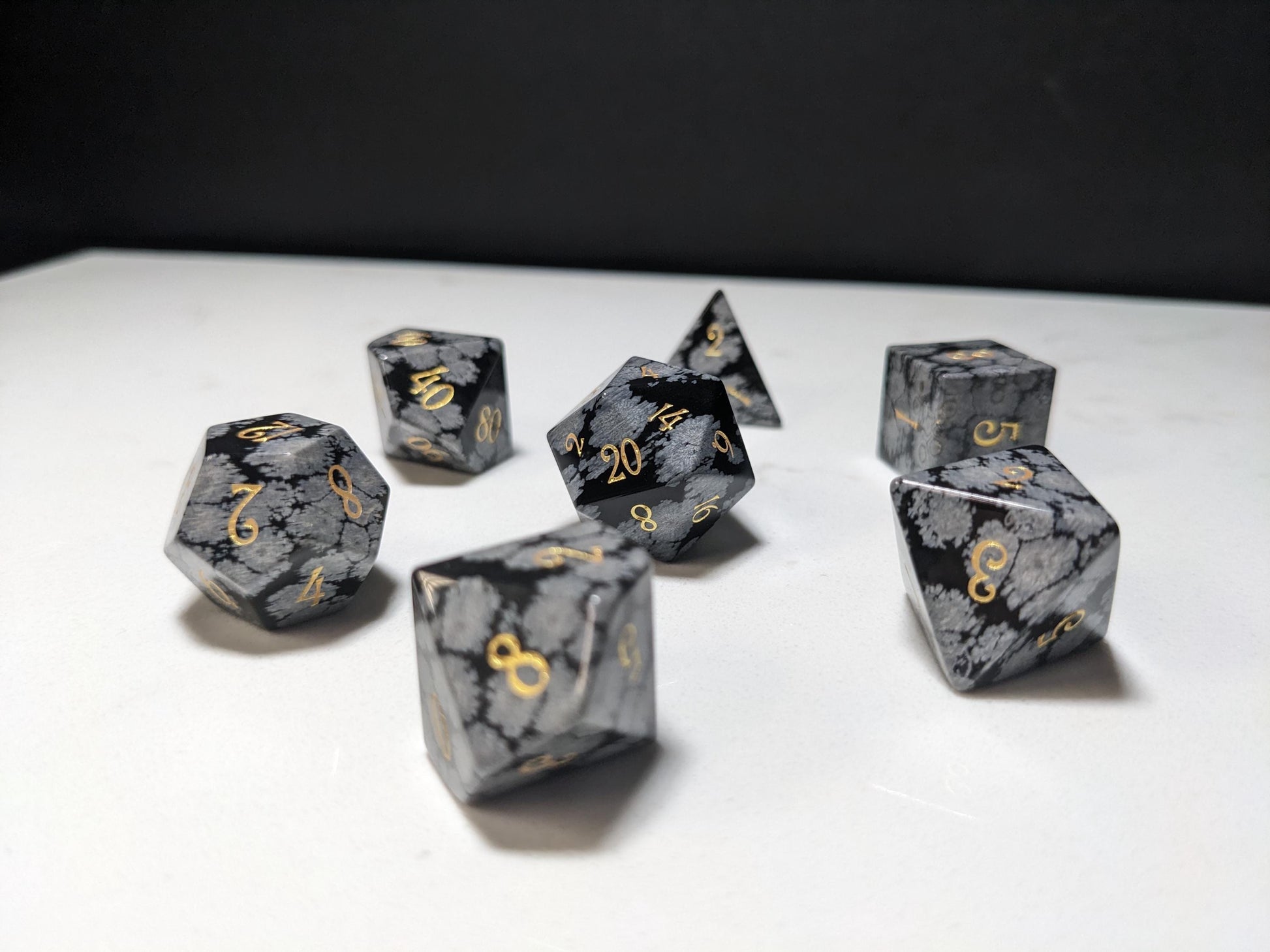 Stone D&D Dice Set - Grey/Black