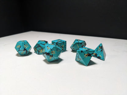 Stone D&D Dice Set - Light Blue/Black