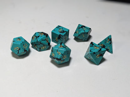 Stone D&D Dice Set - Light Blue/Black